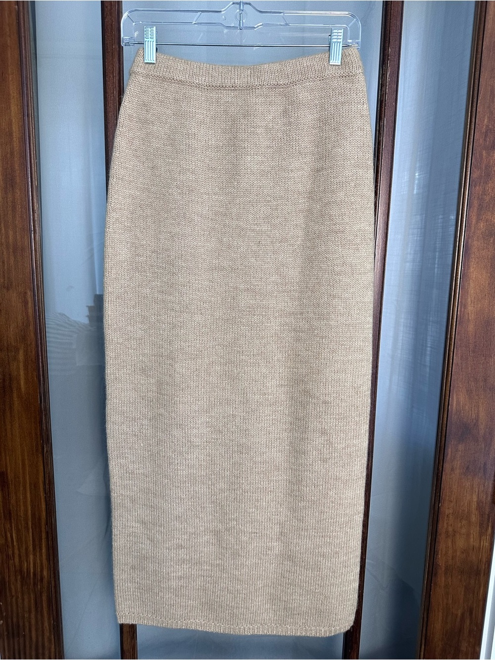 Lauren Ralph Lauren Maxi Skirt Small Wool Camel Long Maxi Knit Preppy Neutral